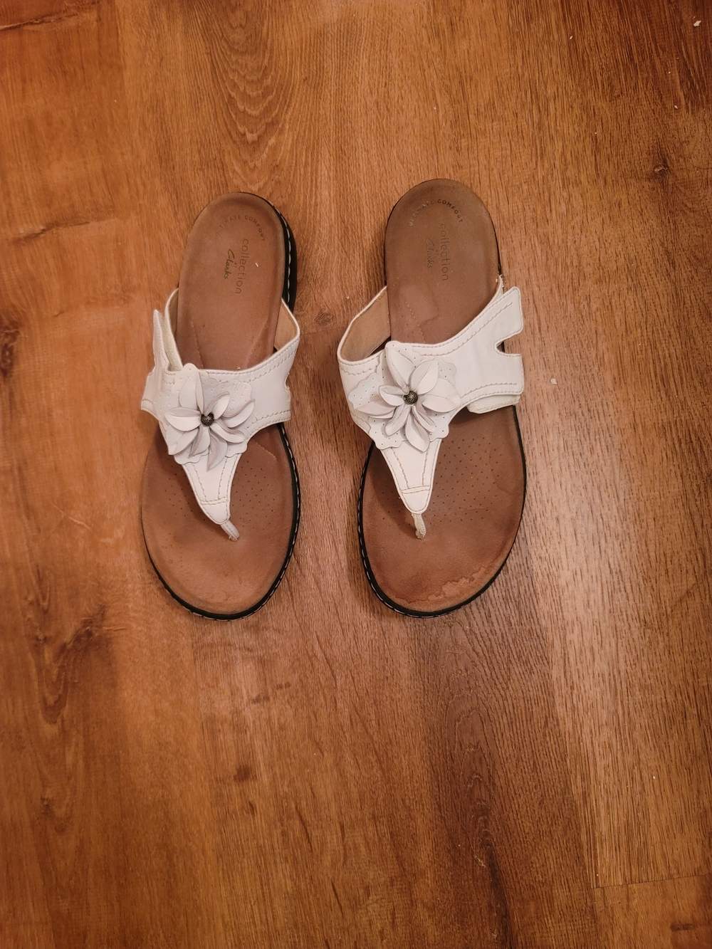 Clarks White Floral Sandals for Women